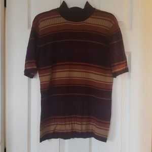 High neck striped sweater